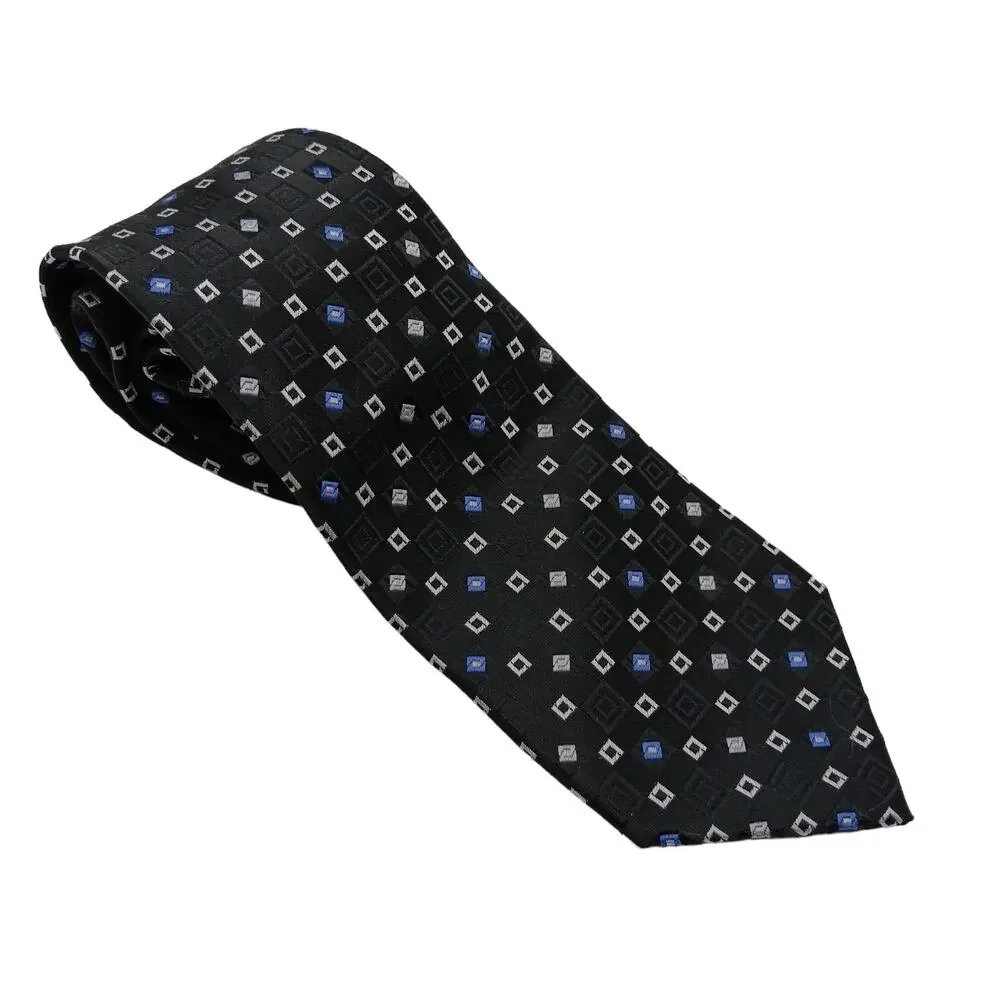 Umo Lorenzo Italy Classic Tie Black Geometric Print 50